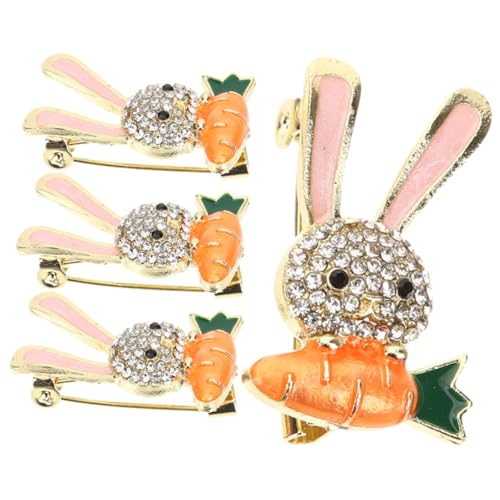 BESPORTBLE 4 Stück Teiliges Cartoon Kaninchen Brosche für Frauen Niedliche Anstecknadeln für Kleidung Schals Hüte Langlebig zu Besonderen Anlässen von BESPORTBLE