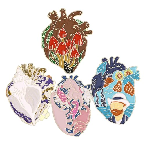 BESPORTBLE 4 Stück Teiliges Herz Broschen Kreative Anstecknadeln für Kleidung Taschen Rucksäcke Lustige Broschen für Damen Herren Perfektes für Familie Freunde von BESPORTBLE