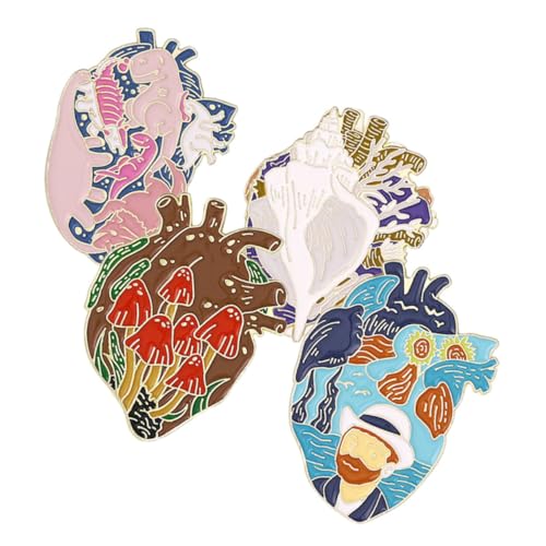 BESPORTBLE 4 Stück Teiliges Herz Broschen Lustige Anstecknadeln für Kleidung Rucksäcke Taschen Dekorative Metallabzeichen für Erwachsene Kreative Designs für Persönlichen von BESPORTBLE