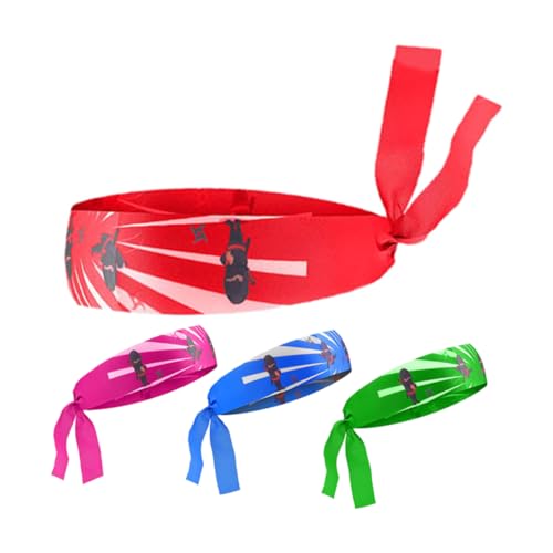 BESPORTBLE 4 Stück Teiliges Japanisches Karate Stirnband für Ninja Kopfbedeckung für Auftritte Partys und Wettkämpfe aus Weichem Atmungsaktivem Rot Blau Rosa und Grün von BESPORTBLE