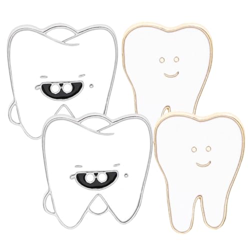 BESPORTBLE 4 Stück Teiliges Lustige Cartoon Zahn Broschen Pins Dekorative Zahnarzt Anstecknadeln Niedliche Emaille Abzeichen für Kleidung Rucksäcke Jacken und Hüte für Freunde von BESPORTBLE