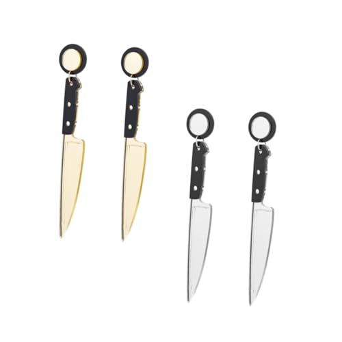 BESPORTBLE 4 Stück Teiliges Lustige Damen Übertriebene Lange Messer design Modische Hängende Ohrstecker in Gold und Silber Party Alltagsaccessoire für Frauen und Mädchen von BESPORTBLE