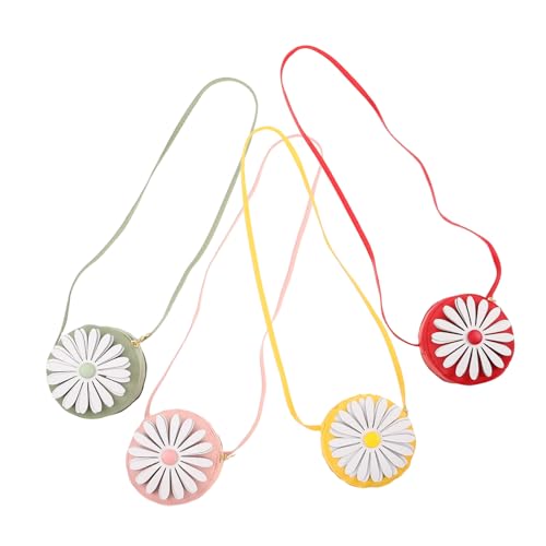 BESPORTBLE 4 Stück Teiliges Mini-Daisy-umhängetaschen Mädchen Leichte Kleine Schultertaschen mit Reißverschluss Süßes Blumenmuster für Kleinkinder Geburtstage Reisen und Alltag von BESPORTBLE