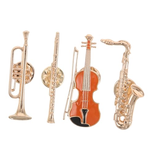 BESPORTBLE 4 Stück Teiliges Musik Themen Broschen Set mit Gitarre Saxophon Trompete und Flöte Vintage Metall Anstecker für Jacken Hüte Partys und Alltag von BESPORTBLE