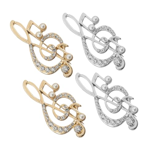 BESPORTBLE 4 Stück Teiliges Musiknoten Broschen mit Strasssteinen Legierung Anstecknadeln für Anzug und Kleidung Stilvolle Schmuck Pins für Hochzeiten Konzerte und Festliche Anlässe Damen und von BESPORTBLE