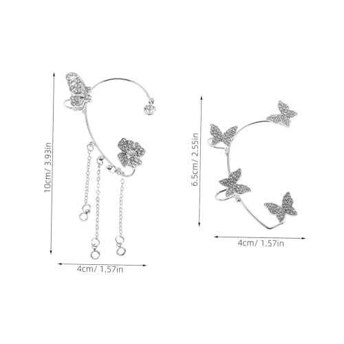 BESPORTBLE 4 Stück Teiliges Ohrclips mit Schmetterlingsdesign Funkelnde Strassbesetzte Ear Ohrloch Ohrringe für Frauen Eleganter Schmuck für Hochzeit und Festliche Anlässe von BESPORTBLE
