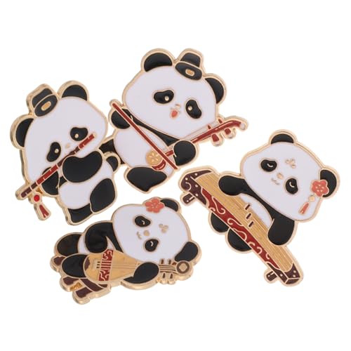 BESPORTBLE 4 Stück Teiliges Panda Broschen aus Robustem Metall Chinesischer Stil mit Traditionellen Musikinstrumenten Niedliche Cartoon Emaille Anstecker für Jacken Pullover Rucksäcke und von BESPORTBLE