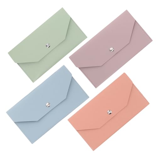 BESPORTBLE 4 Stück Teiliges Pu Kartenetui Schlanker Geldumschlag Organizer mit Mehreren Fächern Minimalistisches Portemonnaie für Karten und Bargeld Wiederverwendbar für Business und von BESPORTBLE