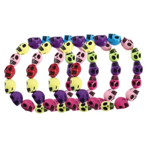 BESPORTBLE 4 Stück Teiliges Punk Schädel Perlen Armband Gothic Hip Hop Stil Halloween Schmuck für Herren Skelette Handgelenkbänder Langlebiges Material Auffälliges Design von BESPORTBLE