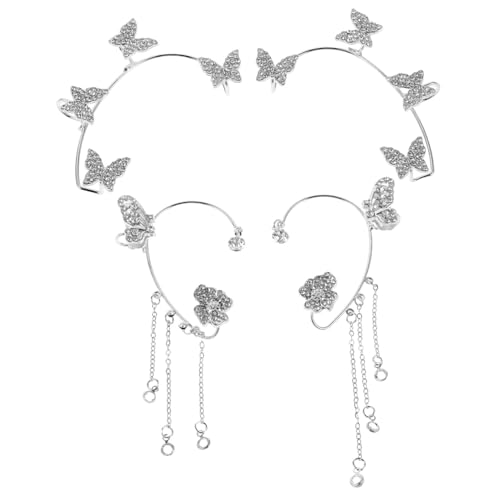 BESPORTBLE 4 Stück Teiliges Schmetterling Ohr Manschetten mit Funkelnden Strasssteinen nicht Durchstochen Clip Ohrschmuck für Frauen und Mädchen Accessoires für Hochzeiten und Partys von BESPORTBLE
