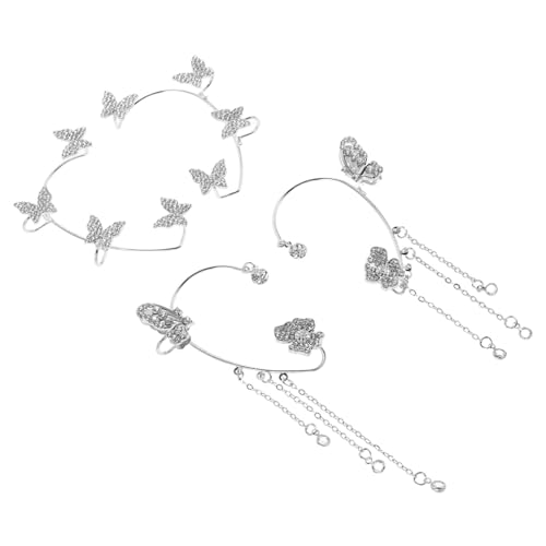 BESPORTBLE 4 Stück Teiliges Schmetterling Ohrklemmen mit Strass Modische Ohrclips frei von Piercing für Frauen Leichte Ohrmanschetten für Hochzeit Geburtstag Festliche Anlässe von BESPORTBLE