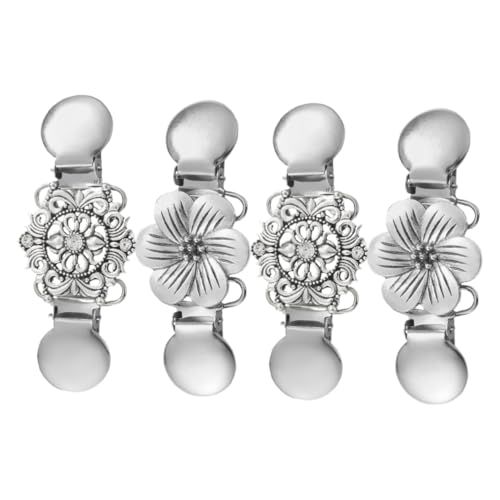 BESPORTBLE 4 Stück Teiliges Vintage Blumen Cardigan Clips aus Elegante Strickjacken Clips mit Strass Vielseitige Taillen cinch Verschlüsse für Damenpullover Schals und Trachtenstrickjacken von BESPORTBLE