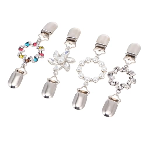 BESPORTBLE 4 Stück Teiliges Vintage Strickjacken Clips aus Legierung mit Funkelnden Schmuckdetails Vielseitige Broschen für Damenkleidung Fester Halt für Pullover Schals und Cardigans von BESPORTBLE