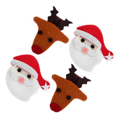 BESPORTBLE 4 Stück Teiliges Weihnachts Haarschmuck mit Rentier und Weihnachtsmann Motiven Leichte Xmas Haarclips für Frauen Schonend Vielseitig für Alltag und Festtagsfrisuren von BESPORTBLE