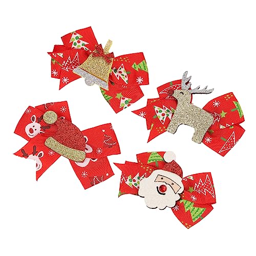 BESPORTBLE 4 Stück Teiliges Weihnachts Haarspangen mit Cartoon Bowknot Niedliche Rentiergeweih Haarklammern für Mädchen Langlebig Festlich für Weihnachtsfeier und Kinderpartys von BESPORTBLE