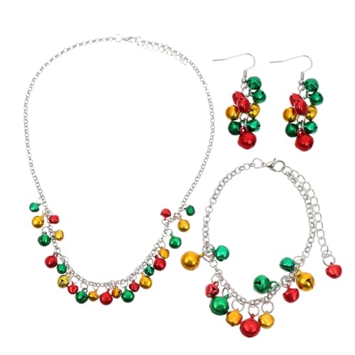 BESPORTBLE 4 Stück Teiliges Weihnachts Schmuckset mit Farbenfroher Glocke Armband Halskette und Ohrsteckern Leichtes Stilvolles Design für Festliche und Unvergessliche Geschenkidee von BESPORTBLE