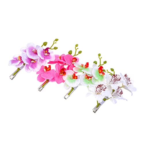 BESPORTBLE 4stücke Blumenhaarnadeln Mit Orchideen-design Künstliche Phalaenopsis-haarclips Aus Tuch Für Mädchen Und Frauen von BESPORTBLE