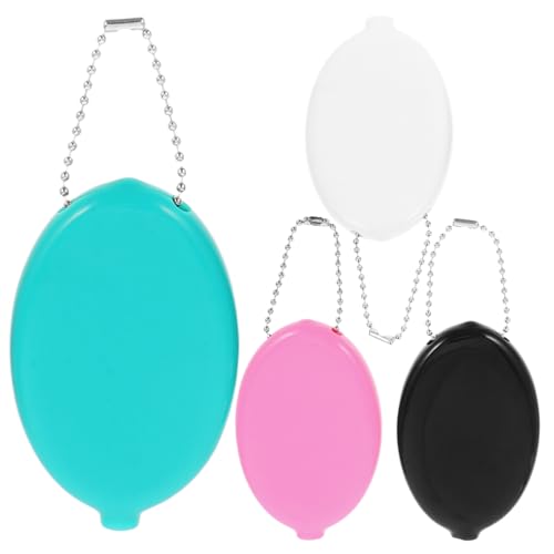BESPORTBLE 4stücke Wechseltasche Aus PVC-Material Kleine Geldbörse Mit Kette Münzbehälter Für Schlüsselbund Vintage-Geldbeutel Als Münzbeutel Originelle Aufbewahrungslösung Für Kleine Gegenst von BESPORTBLE
