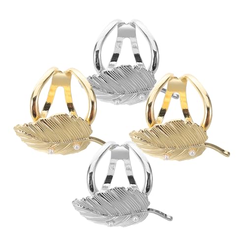 BESPORTBLE 4 Teilige Seidenschalschnalle Schalring Clips Vintage Schalbrosche Mit Künstlichen Perlenblättern Dekorationszubehör Für Kleider Hemden Und Tücher von BESPORTBLE