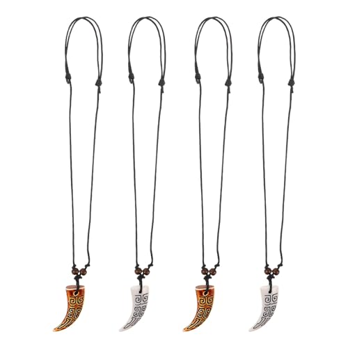 BESPORTBLE 4-teilige Halskette mit Zahnanhänger: Kunstzahn-Anhänger, Unisex-Halskette, Schmuck mit verstellbarem Seil, Vintage-Stil, Choker-Schmuck für Damen und Herren von BESPORTBLE