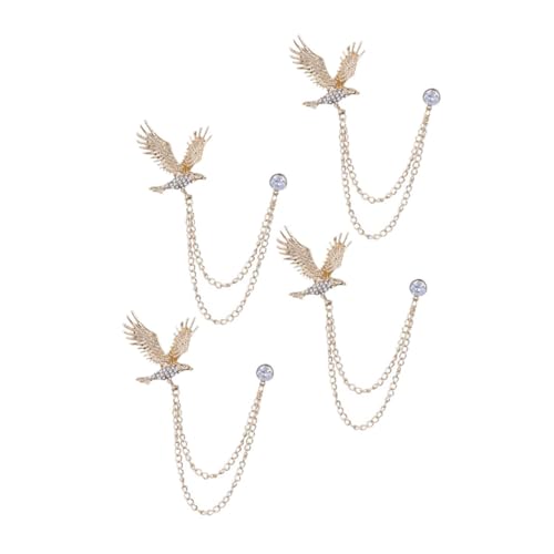 BESPORTBLE 4-teilige Herren-brosche Mit Kette, Legierung Und Strass, Reversschmuck Für Anzüge, Mäntel Und Jacken. Stilvolles Für Formelle Oder Anlässe. von BESPORTBLE