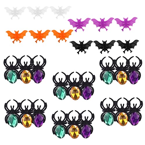 BESPORTBLE 40 Stück Teiliges Halloween Ring mit Gemischten Fledermausringen und Funkelnden Spinnenringen Verstellbar für Erwachsene als Partydeko und Mitgebsel von BESPORTBLE