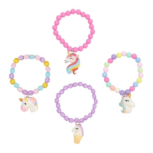BESPORTBLE 4stücke Bunte Acrylperlenarmbänder Einhorn Kinderarmband Handgelenk Decor Für Kleinkinder Mädchen Party Und Fotos von BESPORTBLE