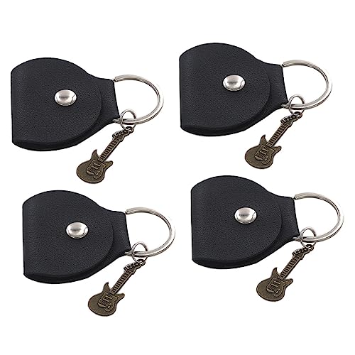 BESPORTBLE 4Stücke Gitarren Pick Halter Organizer Für Plektren Mit Schlüsselanhänger Schwarzes Plektrum Etui Und Antikbronze Gitarrenanhänger Für Musiker Und Gitarrenliebhaber von BESPORTBLE