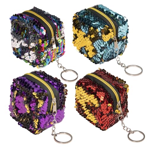 BESPORTBLE 4stücke Kleines Portemonnaie Mit Reißverschluss Pailletten-geldbörse Wechseltasche Für Münzen Kleingeld Schlüssel Leicht Zu Tragen Für Alltag Reisen Einkaufen von BESPORTBLE