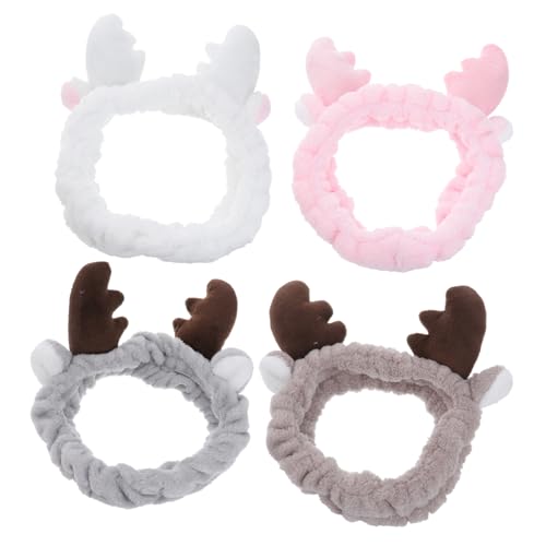 BESPORTBLE 4Stücke Plüsch Haarband Damen Geweih Weihnachts Haarschmuck Weiches Wiederverwendbares Haarband Waschen Dekorieren Für Erwachsene von BESPORTBLE