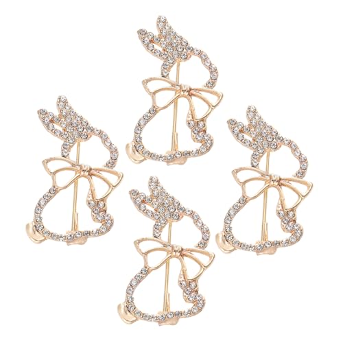 BESPORTBLE 4stücke Metallene Kaninchenbrosche Für Damen Niedliches Design Mit Funkelnden Strasssteinen Stilvolle Anstecknadel Für Anzüge Jacken Und Taschen Modisches Tier-jewelry von BESPORTBLE