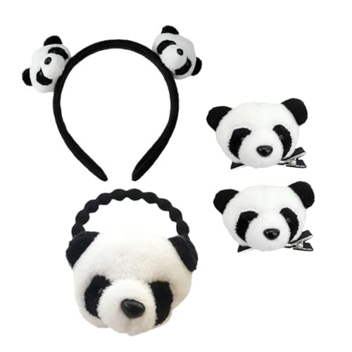 BESPORTBLE Entzückendes Panda-haar-accessoire-set 4-teilig Haarband Tier-kopfbedeckung Haarnadel Haargummis Für Mädchen Party von BESPORTBLE