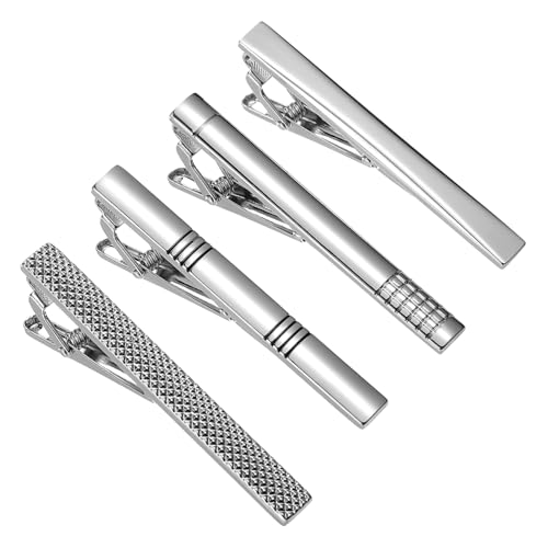 BESPORTBLE 4Stücke Teiliges Krawattenklammer Set für Herren Minimalistische Krawattennadel mit Starkem Halt für Hochzeit und Formelle Anlässe Stilvolles Accessoire für von BESPORTBLE