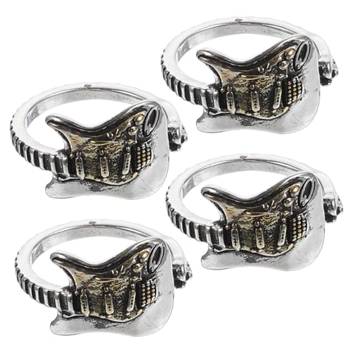 BESPORTBLE 4stücke Gitarrenringe Männer Open Band Ringe Punk Gothic Ringe Schmuck Herrenringe Fingerringe Zinklegierung Vintage Für Männer Jugendliche von BESPORTBLE