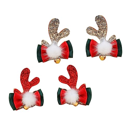 BESPORTBLE 4stücke Geweih-haarspange Mit Schleife Weihnachts-kopfschmuck Aus Strapazierfähigem Material Mädchen Und Junge Mädchen Für Feiern Und Fotografie von BESPORTBLE