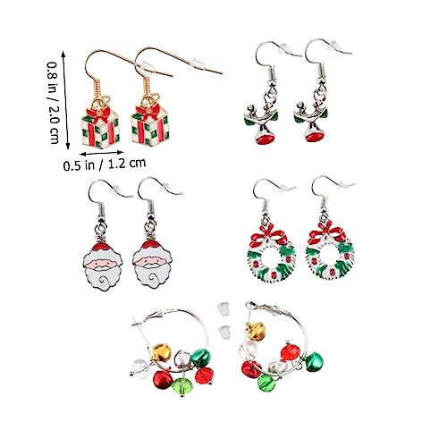 BESPORTBLE 5 Paare Hypoallergene Weihnachtsohrringe Cartoon Ohrhänger Damen Ohrschmuck Geschenkset mit Bunten Glocken Weihnachtskranz Weihnachtsmann Designs BESPORTBLE 5 Paare Hypoallergene Weihnachtsohrringe Cartoon Ohrhänger Damen Ohrschmuck Geschenkset mit Bunten Glocken Weihnachtskranz Weihnachtsmann Designs von BESPORTBLE