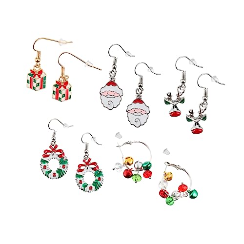 BESPORTBLE 5 Paare Weihnachts Ohrringe Damen Cartoon Ohrhänger Hypoallergen Kupfer Ohrpendants Farbige Glocken Reh Weihnachtskranz Weihnachtsmann Geschenkbox Schmuck BESPORTBLE 5 Paare Weihnachts Ohrringe Damen Cartoon Ohrhänger Hypoallergen Kupfer Ohrpendants Farbige Glocken Reh Weihnachtskranz Weihnachtsmann Geschenkbox Schmuck von BESPORTBLE