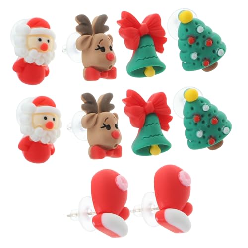 BESPORTBLE 5 Paare Weihnachtsohrringe für Damen Cartoon Ohrstecker mit Weihnachtsbaum Glocke Handschuh Weihnachtsmann Leicht und Modisch für Weihnachtsfeier und Alltag von BESPORTBLE