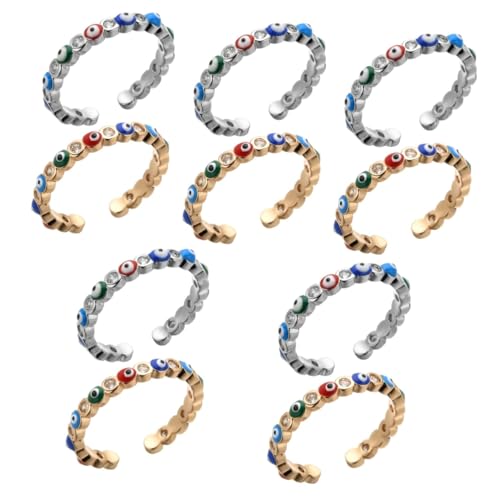 BESPORTBLE 5 Sätze Evil Eye Ring Für Frauen Teiliges Verstellbares Design Hochwertigem Mit Platinbeschichtung Perfekter Schmuck Für Teenager Anlässe 2 Stück * 5 von BESPORTBLE