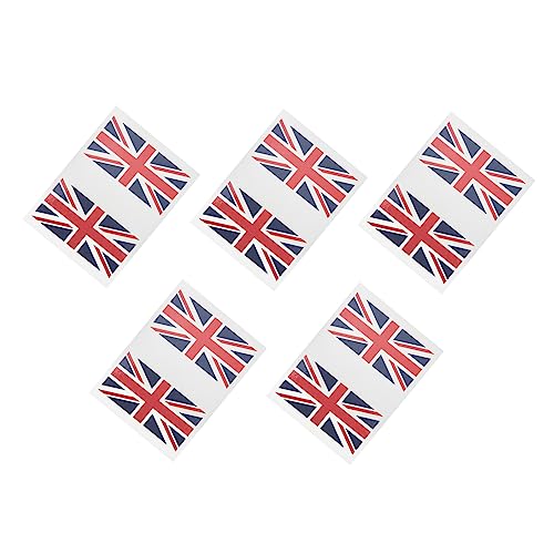 BESPORTBLE 5 Sätze Fans Uk-aufkleber Uk Flag Face Tattoos Gesicht Platin Jubiläum Dekorationen Queen Elizabeth Uk Game Day Party Decoration Britische Tätowierung Flagge Papier Körperaufkleber von BESPORTBLE