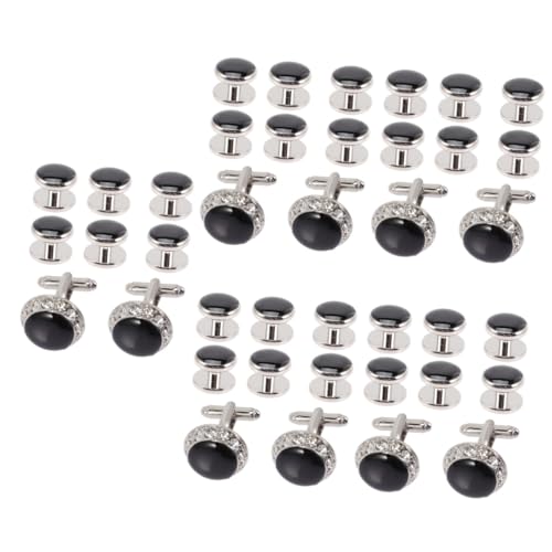 BESPORTBLE 5 Sätze Herren Manschettenknöpfe Teiliges Mit Funkelnden Strasssteinen Elegantes Accessoire Für Anzüge Für Hochzeiten Geburtstage Besondere Anlässe 8 Stücke * 5 von BESPORTBLE