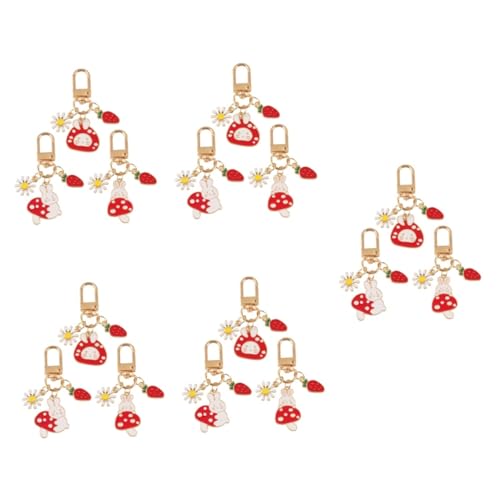 BESPORTBLE 5 Sätze Niedlicher Cartoon Schlüsselanhänger Adorable Rabbit Metallanhänger Für Handtasche Geldbörse Rucksack Handy Perfektes Für Freunde Familie 3 Stücke * 5 von BESPORTBLE