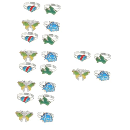 BESPORTBLE 5 Sätze Verstellbare Thermochromatische Ringe Für Lustige Farbwechselringe Mit Cartoon Motiven Für Wechselnde Farben Spiegeln Die Wider 4 Stück * 5 von BESPORTBLE
