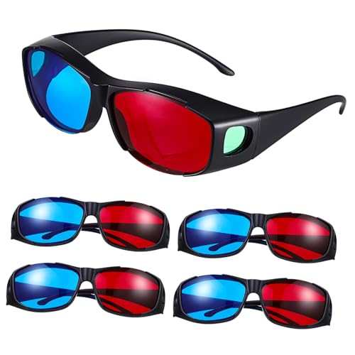 BESPORTBLE 5 Stück Brillen aus Kunststoff Rot blaue Anaglyphen brille für Heimkino und Tv Klare Realistische Geeignet für Verschiedene Kopfgrößen von BESPORTBLE