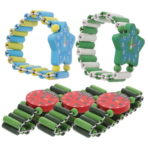 BESPORTBLE 5 Stück Cartoon Kinder Holzuhren Simulierte Uhren für Jungen Lernspielzeug Kognitive Entwicklung Bunt von BESPORTBLE