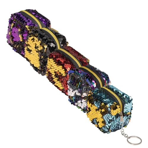 BESPORTBLE 5stücke Mini Kosmetiktasche Tragbare wasserdichte Geldbörse Aus Zwei Farben Mit Reißverschluss Schmuck Münzen Kleine Make-up Utensilien in Rot Grün Schwarz von BESPORTBLE