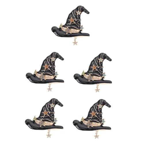 BESPORTBLE 5 Stück Halloween Hexenhut Brosche mit Funkelnden Strasssteinen Vielseitiger Anstecker für Pullover Schals und Kostüme Metalllegierung Schmuckaccessoire für Halloween Partys und von BESPORTBLE