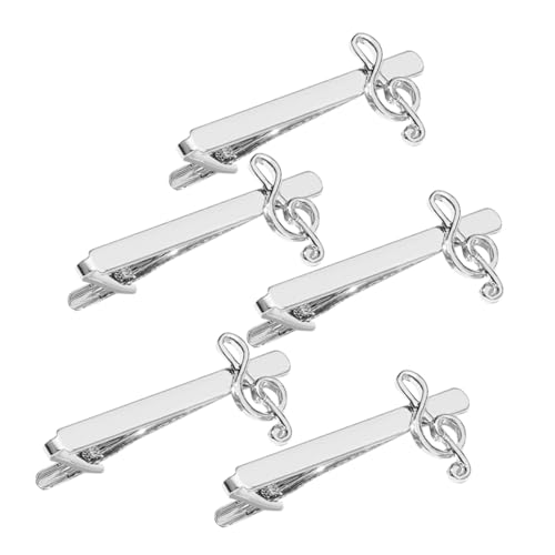 BESPORTBLE 5stücke Flache Business-krawattenklammer Für Herren Neuartige Krawattenklammer Mit Musiknoten-design Aus Zinklegierung Starkem Halt Accessoire Für Formelle Und Legeren Anlässe von BESPORTBLE