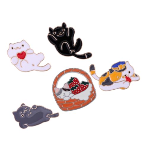 BESPORTBLE 5stücke Katze Brosche Cartoon Tier Nadel Anstecknadel Für Kleidung Hut Tasche Dekorative Brosche Für Frauen Mädchen von BESPORTBLE