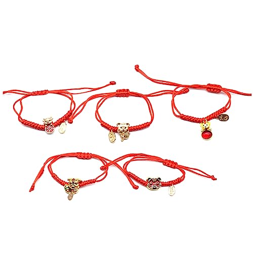 BESPORTBLE 5 Stück Schnurarmband mit Tigeranhänger Handgefertigtes Glücksarmband für Jahr Tigers Perfektes Accessoire für Damen und Herren von BESPORTBLE